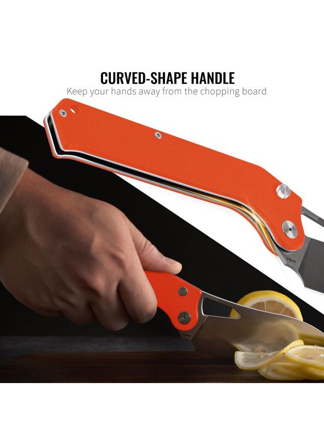 TACRAY Folding Kitchen Chef Knife, 4.4" Foldable Camping Knife with 10cr15mov Stainless Steel Blade, Anti-skidding and Ergonomic Designed G10 Handle for both Indoor and Outdoor Cooking - Image 4