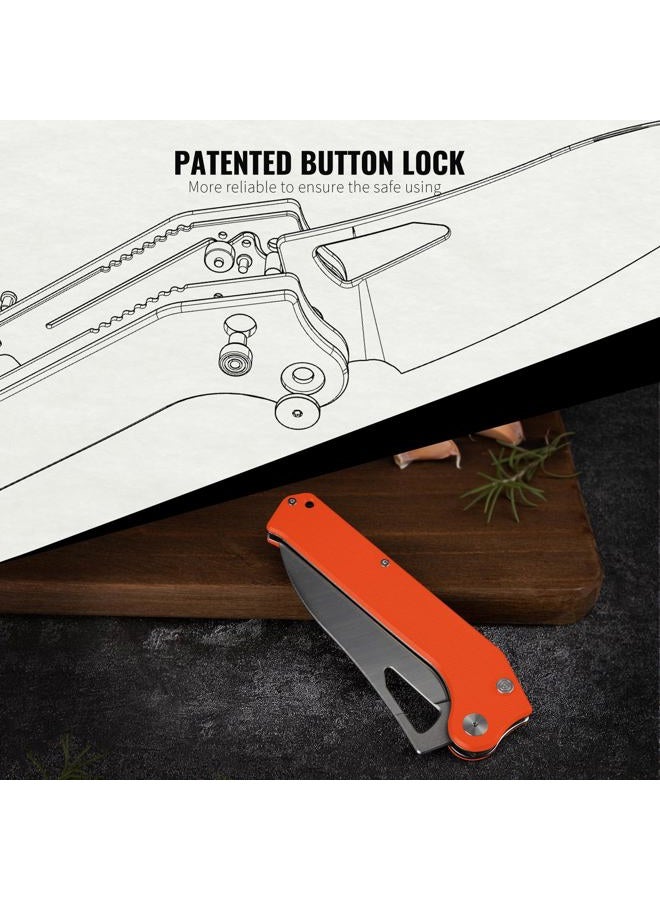 TACRAY Folding Kitchen Chef Knife, 4.4" Foldable Camping Knife with 10cr15mov Stainless Steel Blade, Anti-skidding and Ergonomic Designed G10 Handle for both Indoor and Outdoor Cooking - Image 5