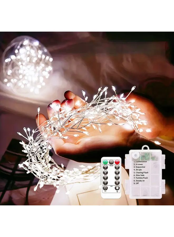 White LED Fairy String Lights 100LED 8 Modes Remote Timer Indoor Battery Decor - Image 2