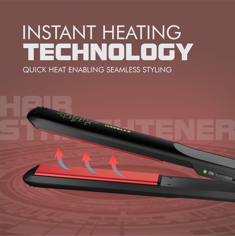 Havells مستقيم شعر هافيلز HS4401 كيرا نورش مع مؤشر LED، تقنية تسخين فورية، لجميع أنواع الشعر، متوافق مع الجهد العالمي (أسود) - Image 5