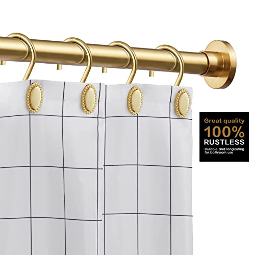 iToplin Gold Shower Curtain Hooks, Set of 12, Rust Resistant, Heavy Duty, Decorative Acrylic Shower Curtain Rings - Image 2