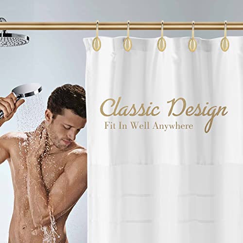 iToplin Gold Shower Curtain Hooks, Set of 12, Rust Resistant, Heavy Duty, Decorative Acrylic Shower Curtain Rings - Image 4