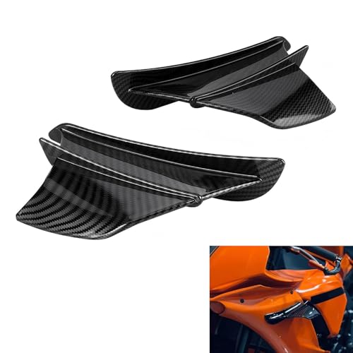 Qurbuns 2 PCS Motorcycle Fairing Wings Carbon Fiber Side Air Deflectors Fashion Motorcycle Aerodynamic Side Spoiler Winglet Universal Air Deflectors Fairing Winglets Modified Carbon Fiber - Image 1