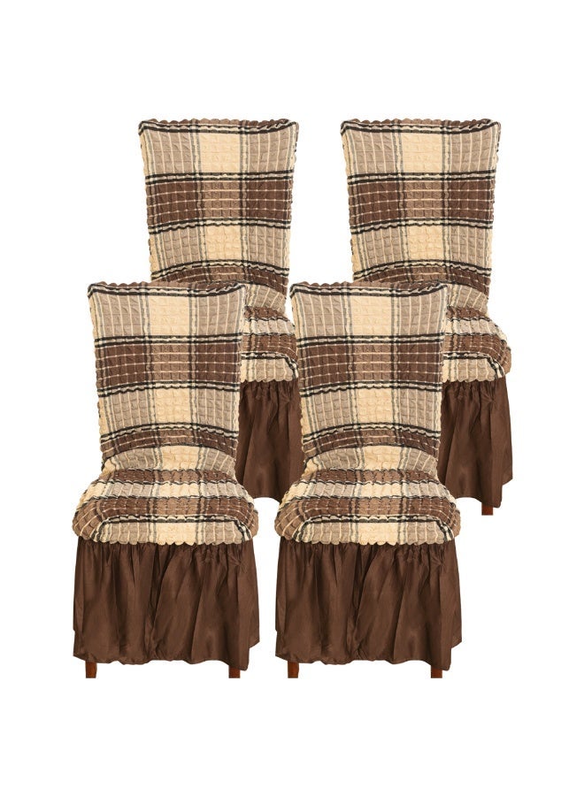 4 PCS High Stretch Skirt Chair Cover for Dining Removable Dining Room Chair Covers with Skirt Spandex Chair Slipcovers Protector - Image 1