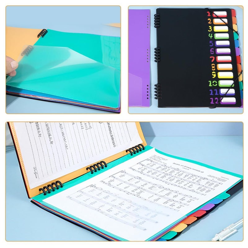 A4 12 Layer Expanding File Folder Organizer with Spiral Binding Black Portable Document Holder - Image 4