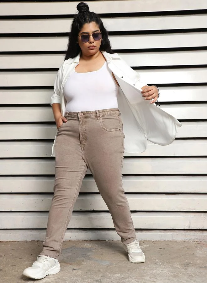 HIGH STAR Plus Size Skinny Fit High Rise Stretchable Jeans by Styli