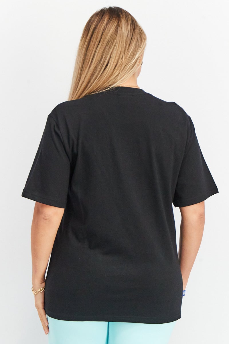 umbro Women Sportswear Fit Short Sleeve Embroidered Logo Top, Black/Pink - Image 4