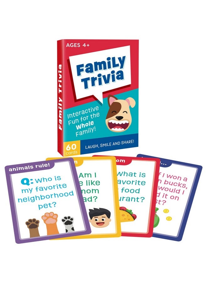 LotFancy Family Trivia Game, Ages 4 and up, Family Games for Kids and Adults, 60 Fun Trivia Cards, Family Conversation Starters for Family Game Night, Party, Travel, Road Trip, Jumbo Size - Image 1