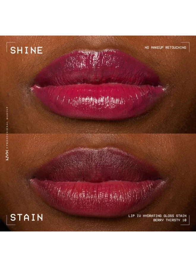 NYX PROFESSIONAL MAKEUP Lip Iv Hydrating Gloss Stain Lip Gloss Up To 12Hr Hydration High Pigment Wet Shine Finish Berry Thirsty