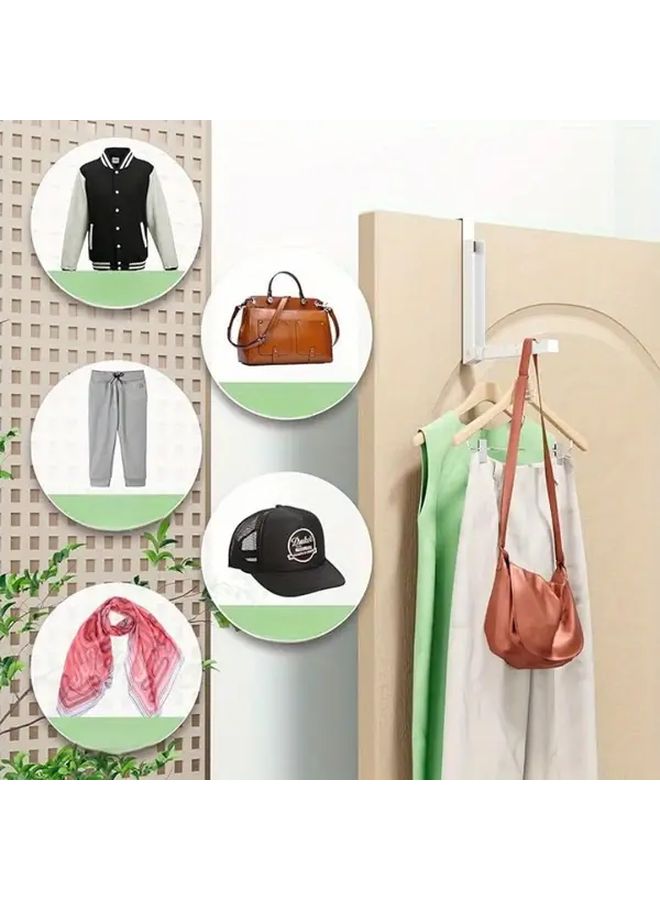 1pc White Foldable Door Hook No Drill Installation Space Saving Wardrobe Organizer - Image 3