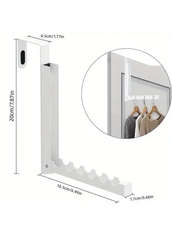 1pc White Foldable Door Hook No Drill Installation Space Saving Wardrobe Organizer - Image 4