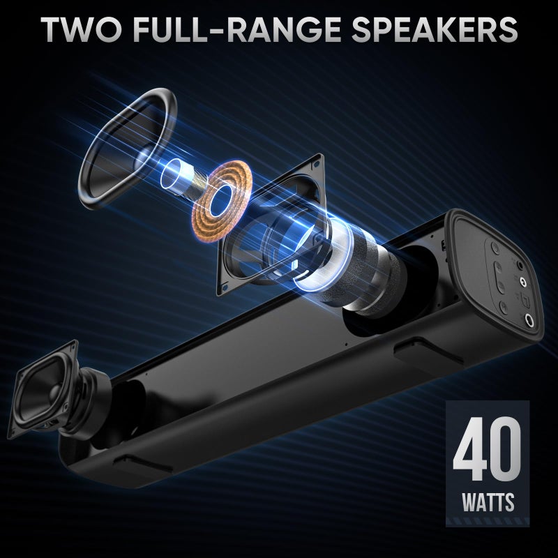 RIOWOIS Sound Bars for Smart TV with Subwoofer, 2.1 Deep Bass Small Soundbar Home Theater Surround System Speaker with 4 Inch Subwoofer, Bluetooth/Optical/AUX Connection, Compact Soundbar for TV - Image 3