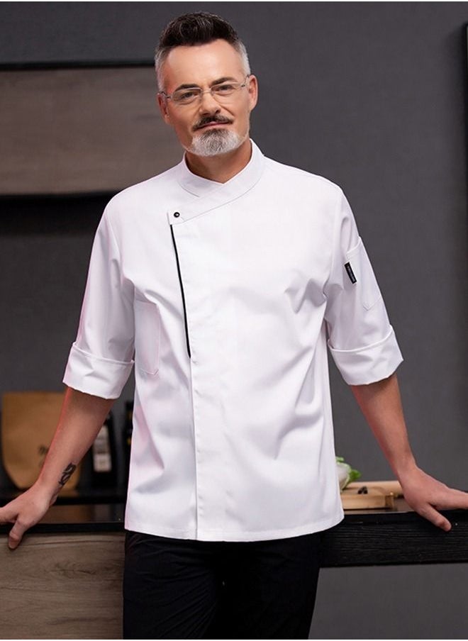NIBEMINENT - Restaurant Chef Uniform Kitchen Work Clothes 7-Point Sleeve 1pcs Top+1pcs Apron - Image 1