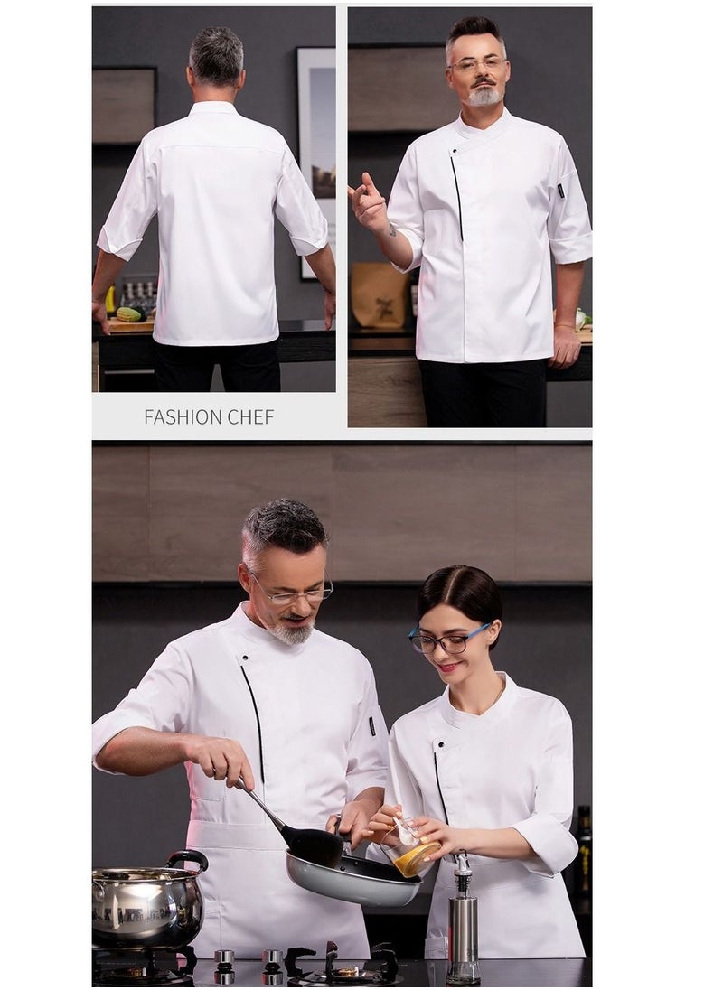 NIBEMINENT - Restaurant Chef Uniform Kitchen Work Clothes 7-Point Sleeve 1pcs Top+1pcs Apron - Image 1
