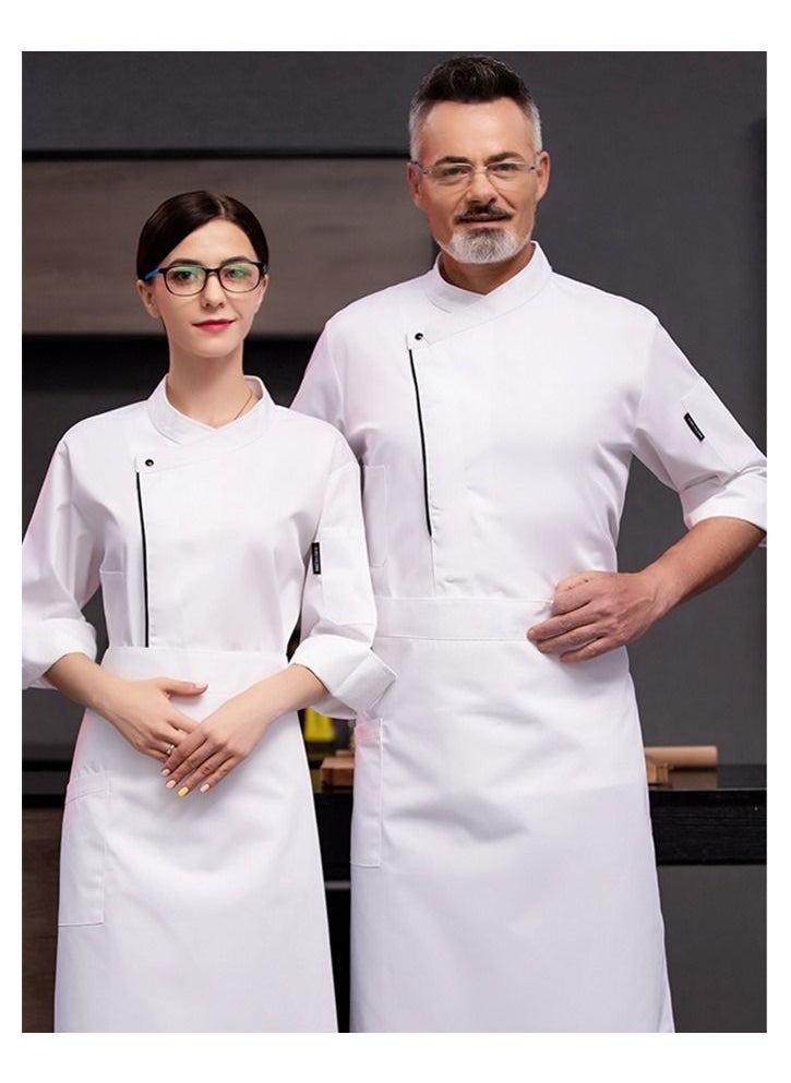 NIBEMINENT - Restaurant Chef Uniform Kitchen Work Clothes 7-Point Sleeve 1pcs Top+1pcs Apron - Image 1