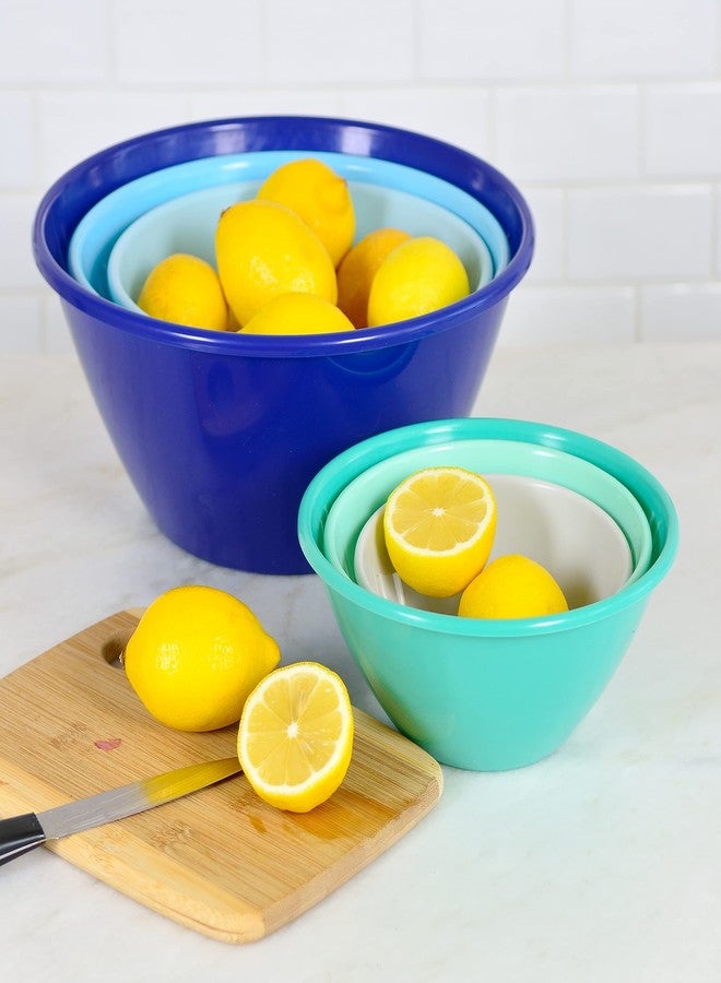 Youngever 6 Pack Large Plastic Mixing and Serving Bowls, Plastic Nesting Bowls Set - 120OZ, 80OZ, 50OZ, 32OZ, 22OZ, 12OZ (Coastal Colors) - Image 3