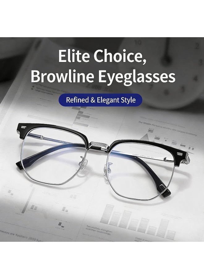 بوكيلار نظارات PUKCLAR للرجال والنساء إطار نصف تيتانيوم عصرية مسطحة طلاء IP صدغ مرن أعمال السعودية - Image 3