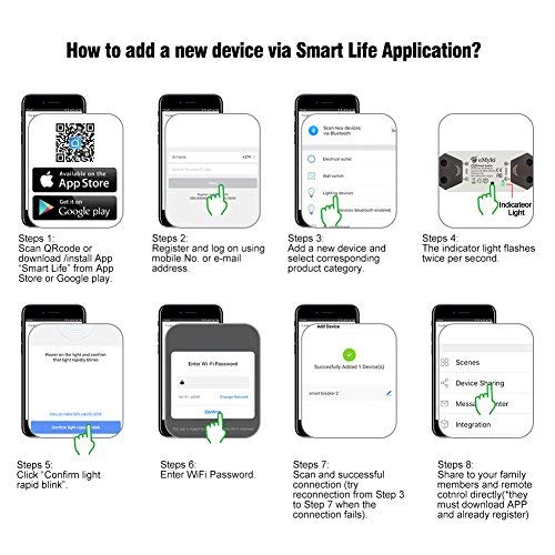 eMylo Smart WiFi Light Switch Wireless Relay Switch Module Remote Control Home Automation Timers Compatible with Alexa Echo Google Home iPhone Android App 2 Packs - Image 3