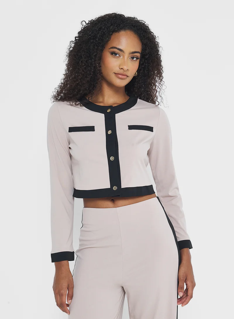 Ginger Knitted Classic Contrast Trim Detail Coord Set