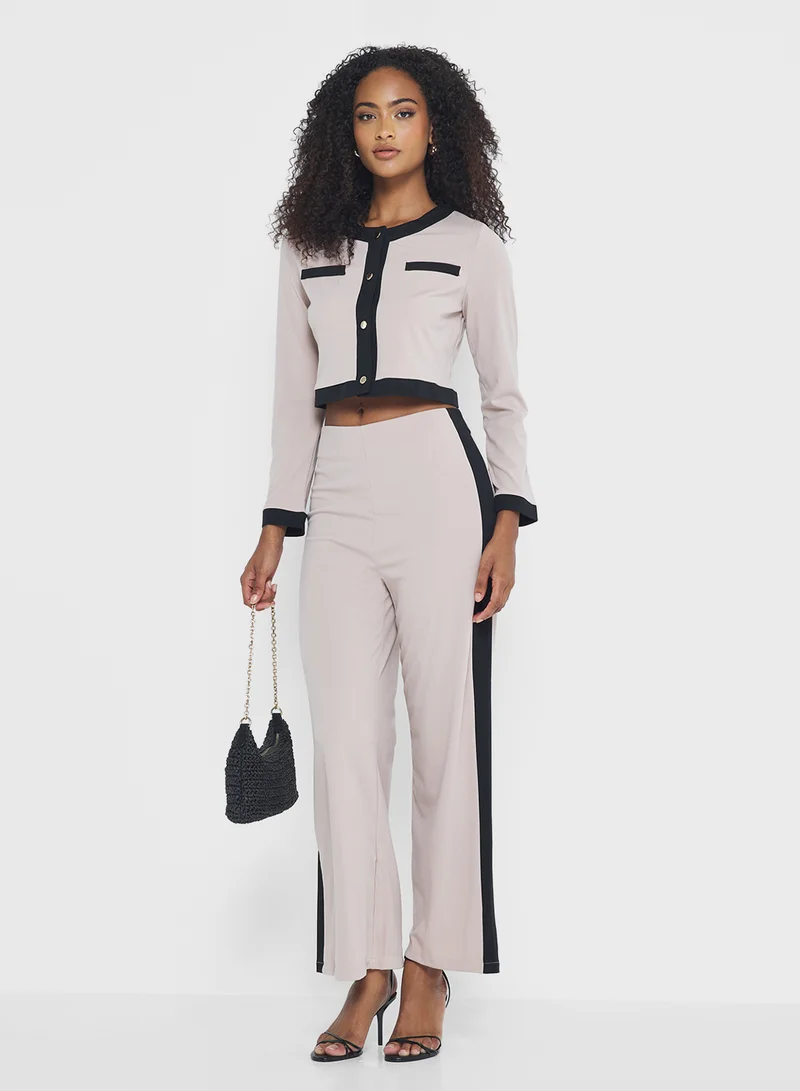 Ginger Knitted Classic Contrast Trim Detail Coord Set