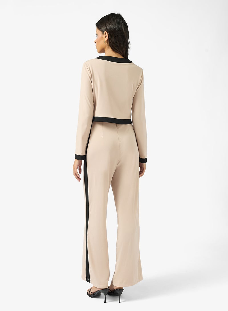 Ginger Knitted Classic Contrast Trim Detail Coord Set - Image 2