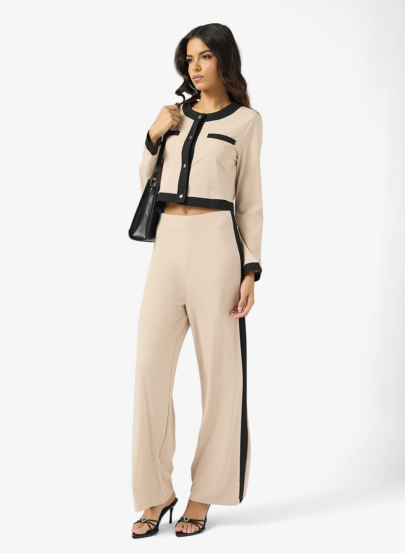 Ginger Knitted Classic Contrast Trim Detail Coord Set - Image 5