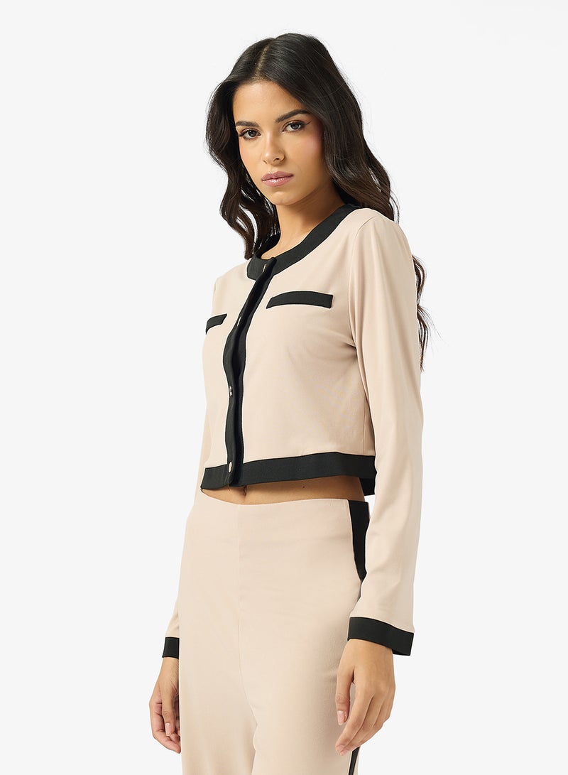 Ginger Knitted Classic Contrast Trim Detail Coord Set - Image 3