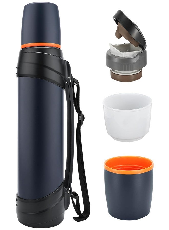 Olerd Large Thermosflask- 85oz Stainless Steel Insulated Bottle for Travel with BPA Free Cup - 2.5L Oversized Vacuum Insulated Thermoses with Handle and Strap for Hot & Cold Drinks(Blue) - Image 2