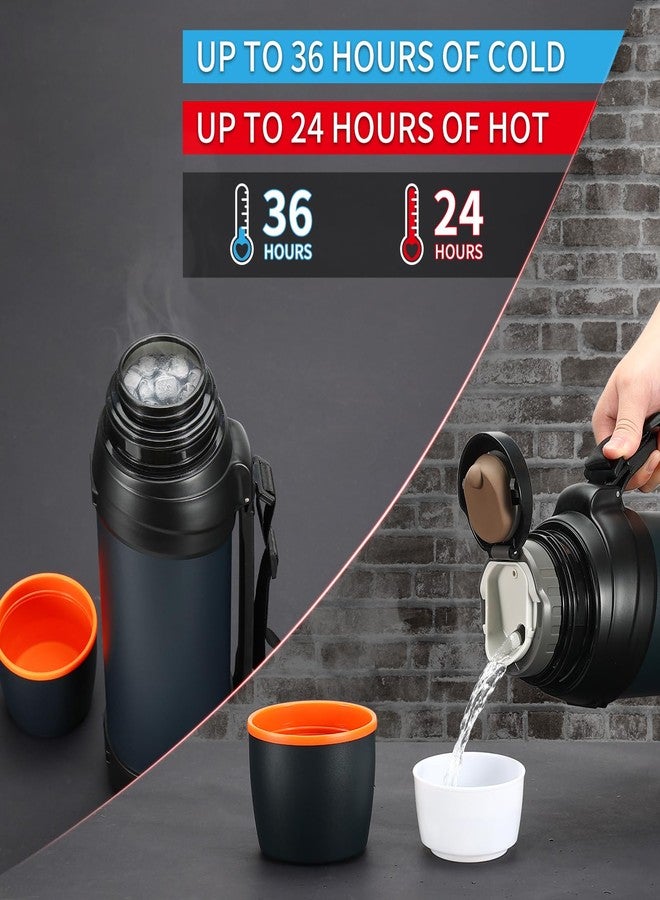 Olerd Large Thermosflask- 85oz Stainless Steel Insulated Bottle for Travel with BPA Free Cup - 2.5L Oversized Vacuum Insulated Thermoses with Handle and Strap for Hot & Cold Drinks(Blue) - Image 4