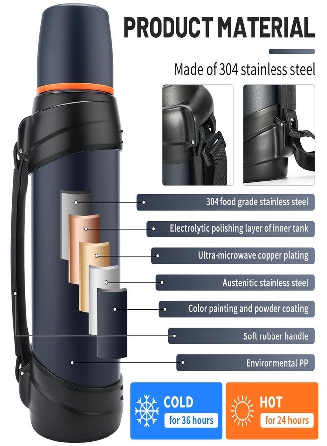 Olerd Large Thermosflask- 85oz Stainless Steel Insulated Bottle for Travel with BPA Free Cup - 2.5L Oversized Vacuum Insulated Thermoses with Handle and Strap for Hot & Cold Drinks(Blue) - Image 5
