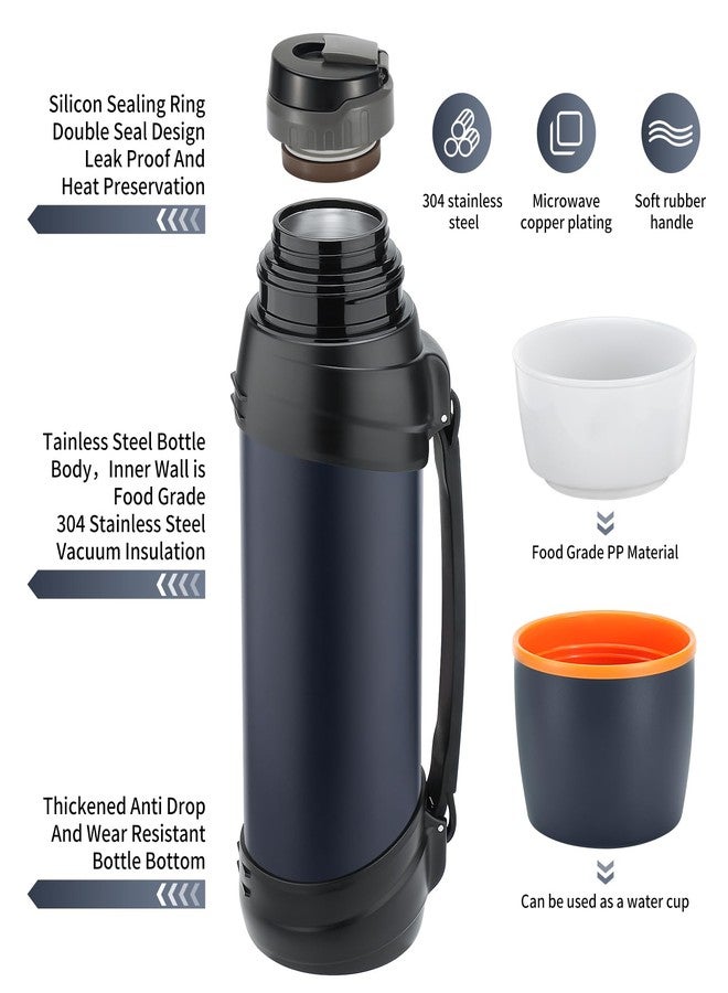Olerd Large Thermosflask- 85oz Stainless Steel Insulated Bottle for Travel with BPA Free Cup - 2.5L Oversized Vacuum Insulated Thermoses with Handle and Strap for Hot & Cold Drinks(Blue) - Image 3