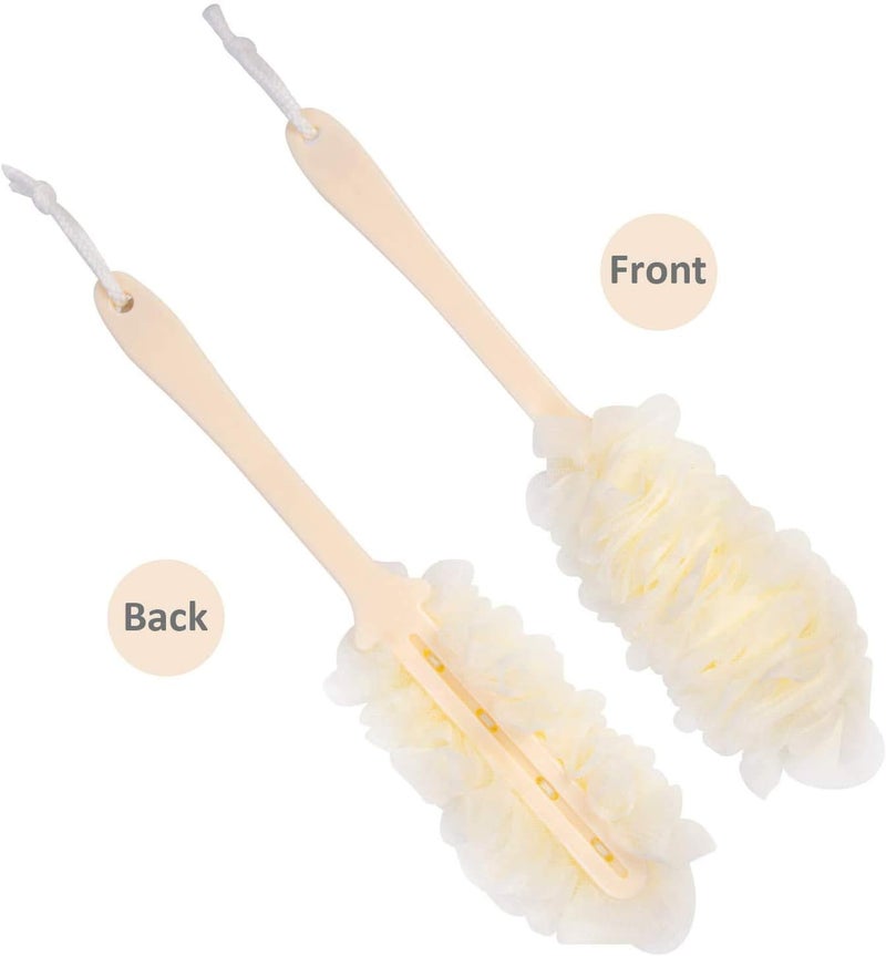 Arswin Back Scrubber for Shower,Loofah Long Handle Bath Body Brush,Soft Nylon Mesh Sponge for Shower,Loofah On a Stick for Men Women,Exfoliating Scrub Cleaning Luffa for Elderly(3-Pack,White) - Image 2