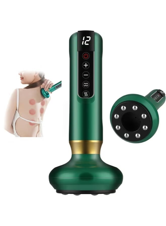 Handheld Cellulite Massager, Stomach Fat Massager, New Intelligentn Egative Pressure Cupping Massage Instrument, Cordless Rechargeable Vibrating Massager Body Shaping Machine for Arms, Legs, Back Used at Home with 12 Suction Modes (Green) - Image 2