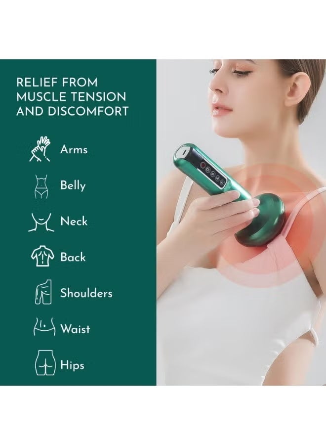 Handheld Cellulite Massager, Stomach Fat Massager, New Intelligentn Egative Pressure Cupping Massage Instrument, Cordless Rechargeable Vibrating Massager Body Shaping Machine for Arms, Legs, Back Used at Home with 12 Suction Modes (Green) - Image 3