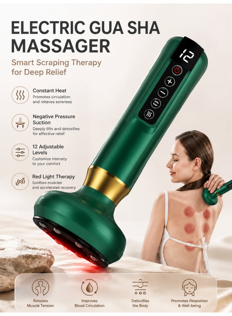 Handheld Cellulite Massager, Stomach Fat Massager, New Intelligentn Egative Pressure Cupping Massage Instrument, Cordless Rechargeable Vibrating Massager Body Shaping Machine for Arms, Legs, Back Used at Home with 12 Suction Modes (Green) - Image 1