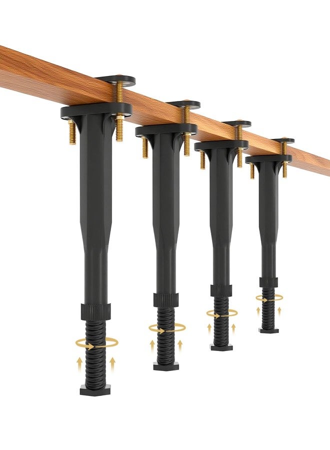 Yuleimy Adjustable Height Bed Support Legs (6.5"-11") - Heavy Duty Center Support for Bed Frame with Wider Base, Under Bed Replacement Legs Kit for Wood Slats/Furniture, Black Plastic Legs (4 PCS) - Image 2