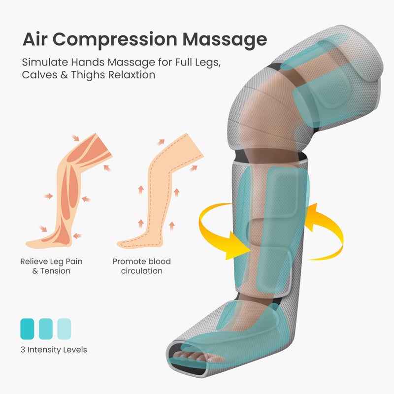 Snailax Leg Massager for Circulation and Pain, FSA or HSA Eligible, Leg Massager Machine with Heat and Air Compression, 3 Modes & 3 Intensity, Leg Calf Foot Wraps Massage Boots,Gifts - Image 2