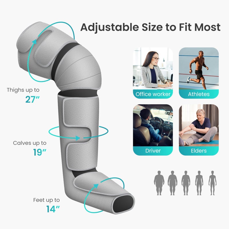 Snailax Leg Massager for Circulation and Pain, FSA or HSA Eligible, Leg Massager Machine with Heat and Air Compression, 3 Modes & 3 Intensity, Leg Calf Foot Wraps Massage Boots,Gifts - Image 4