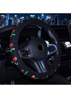 Embroidered Steering Wheel Cover Universal Fit Cherry