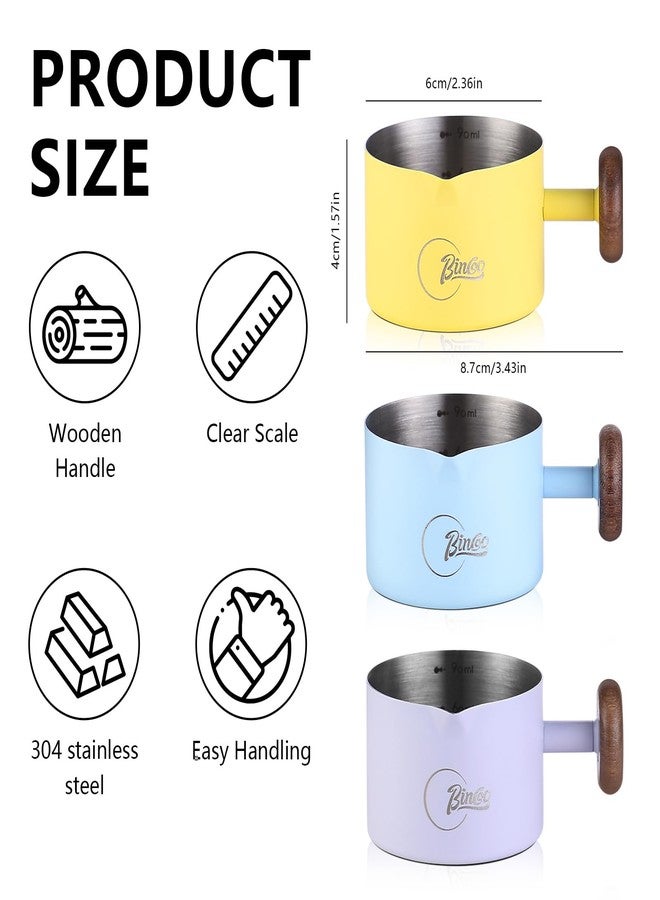 بينكو كوب قياس إسبريسو بمقبض خشبي - كوب قياس إسبريسو من الفولاذ المقاوم للصدأ من بينكو، سعة 100 مل، كوب صب قهوة إسبريسو لملحقات أدوات الباريستا (بنفسجي) - Image 3