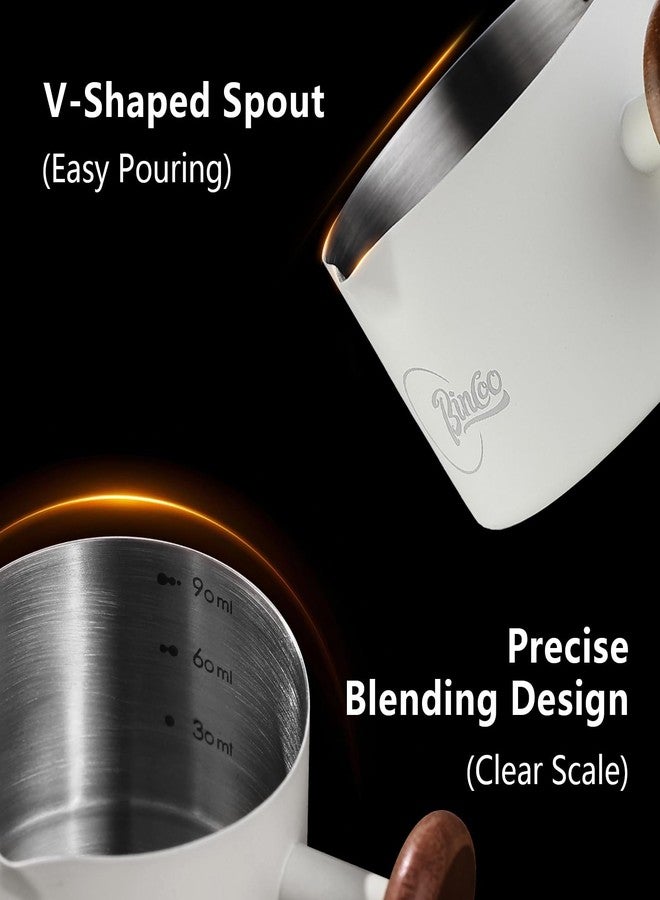 بينكو كوب قياس إسبريسو بمقبض خشبي - كوب قياس إسبريسو من الفولاذ المقاوم للصدأ من بينكو، سعة 100 مل، كوب صب قهوة إسبريسو لملحقات أدوات الباريستا (بنفسجي) - Image 2