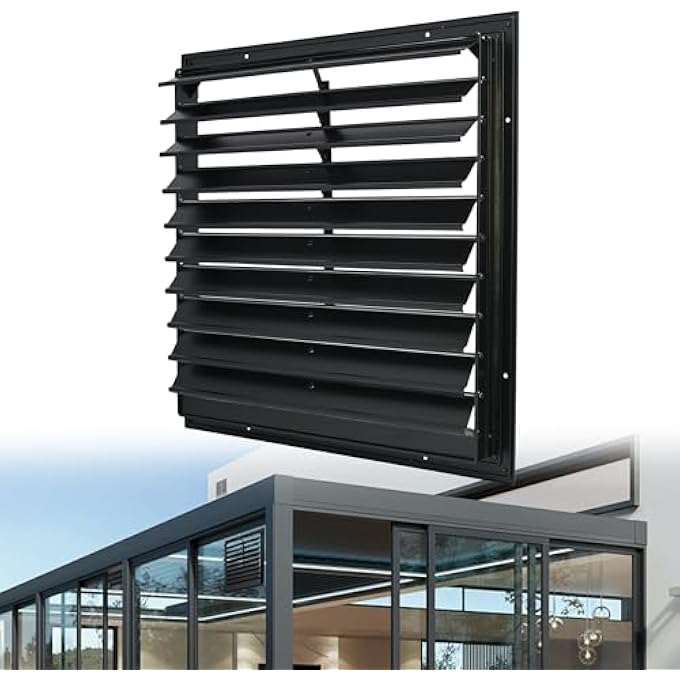 Generic 18 Inch Automatic Gravity Shutter Louver Vent, Aluminum Exhaust ...
