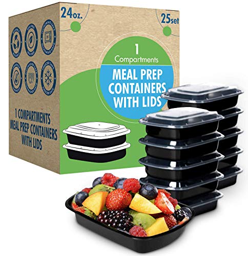 SafeWare Meal Prep Container Reusable with Lids [25 Set] 24oz. Ideal-Food Prep Containers, Food Storage Bento Box, Portion Control | Stackable | Microwave | Dishwasher | Freezer Safe - Image 1