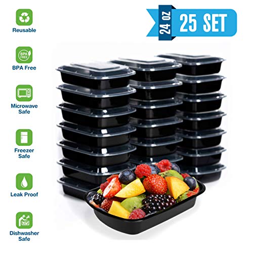 SafeWare Meal Prep Container Reusable with Lids [25 Set] 24oz. Ideal-Food Prep Containers, Food Storage Bento Box, Portion Control | Stackable | Microwave | Dishwasher | Freezer Safe - Image 2
