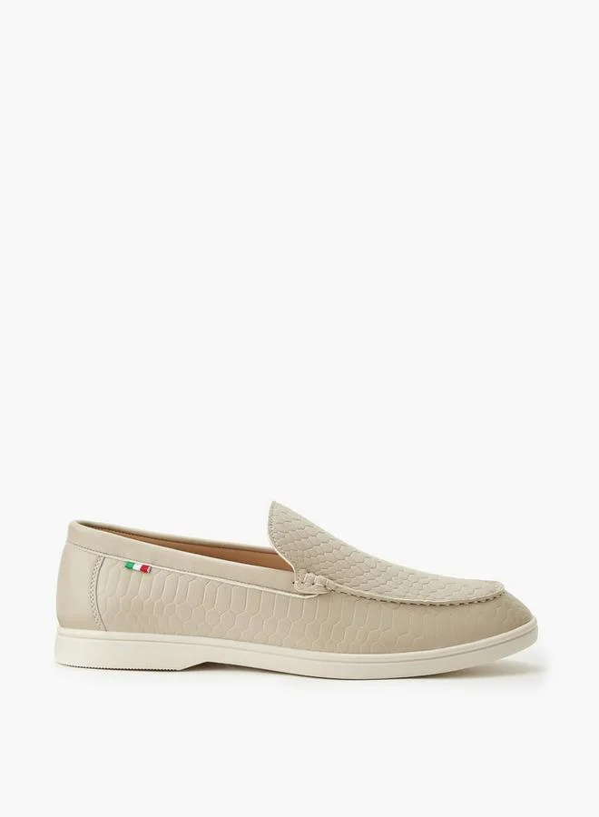 Renzo Ruganni BEIGE Men Textured Slip-On Loafers for Men | Best Price UAE
