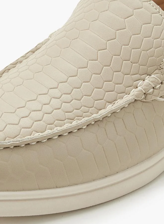 Renzo Ruganni BEIGE Men Textured Slip-On Loafers for Men | Best Price UAE