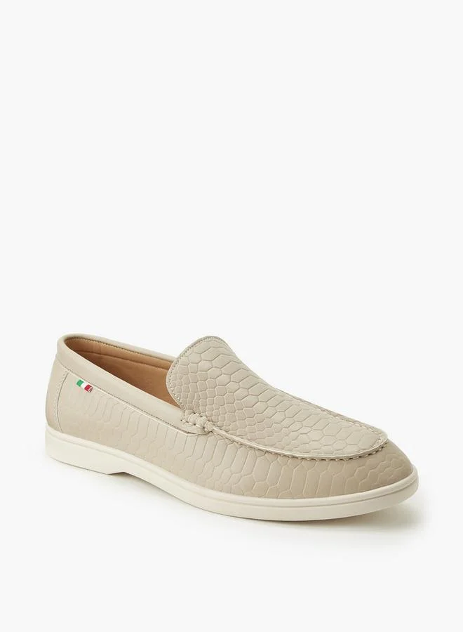 رينزو روجاني Men Textured Slip-On Loafers