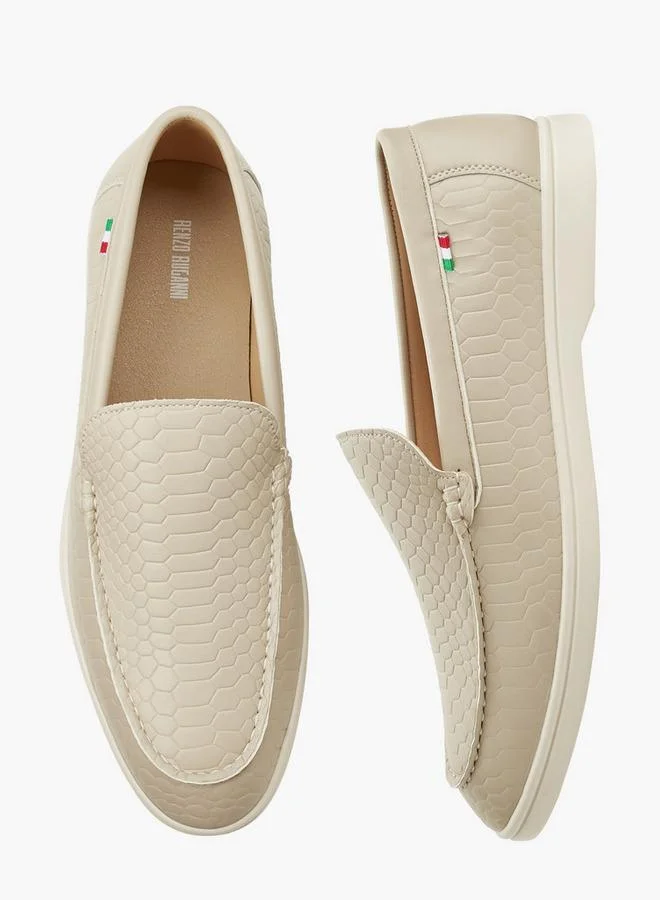 Men Textured Slip-On Loafers