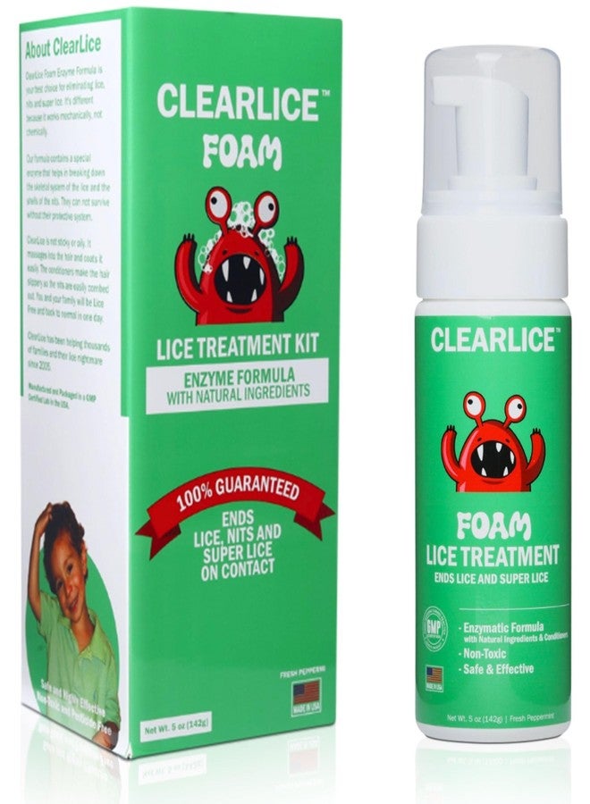 Clearlice Lice Treatment Foam for Kids & Adults - Extra Strength Natural Enzyme Formula - Guaranteed to Remove Lice Nits Eggs in 1 Hour - Non-Toxic & Made in USA (5 Oz) - Image 1