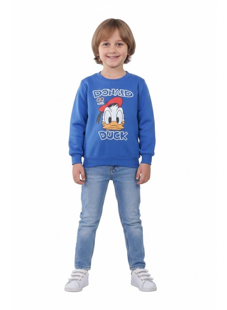 كيو كيو سويت شيرت شتوي للأطفال من QQ للأولاد والبنات، خامة قطن 100% مبطن وبرة تقيلة، مبطن من الداخل، معالج ضد الوبرة والبهتان، ناعم ودافئ، ألوان جذابة، مناسب للاستخدام اليومي للأطفال (2 سنوات)) - Image 1